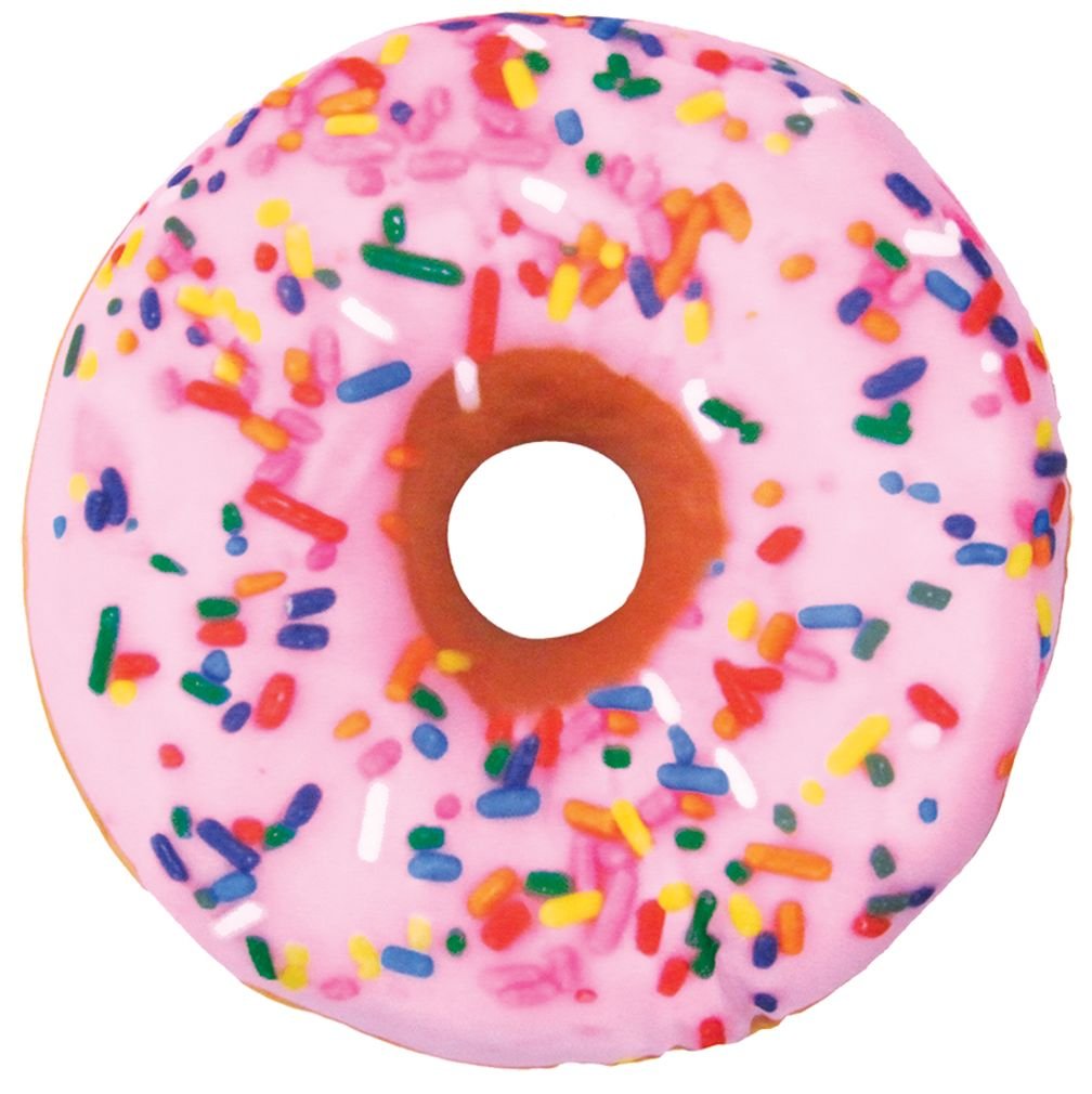 Iscream Sugar-Riffic Donut Shaped Bi-Color 16' Photoreal Print Microbead Pillow, Pink Front/Chocolate Back, 16'Wx16'H